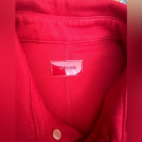 NWT MOTHER Cadet Denim Belted Mini Shirtdress in Haute Red Size M - Picture 13 of 15